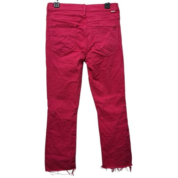 Mother The Insider High Rise Crop Step Fray Bootcut Jeans in Raspberry Sorbet 30 - Picture 6 of 15